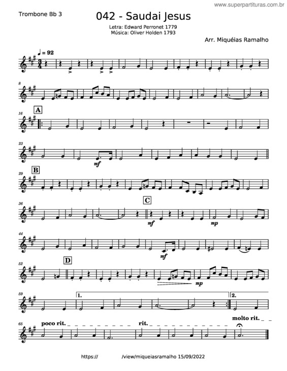 Partitura da música Saudai O Nome De Jesus – Oliver Holden