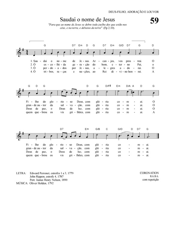 Partitura da música Saudai O Nome De Jesus 1