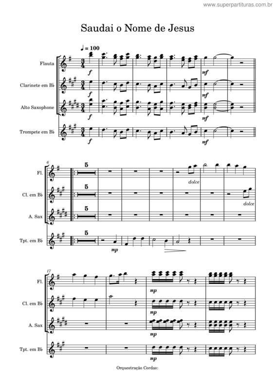 Partitura da música Saudai O Nome De Jesus v.3
