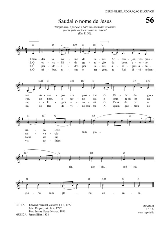 Partitura da música Saudai O Nome De Jesus