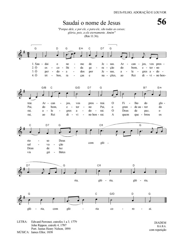 Partitura da música Saudai O Nome De Jesus