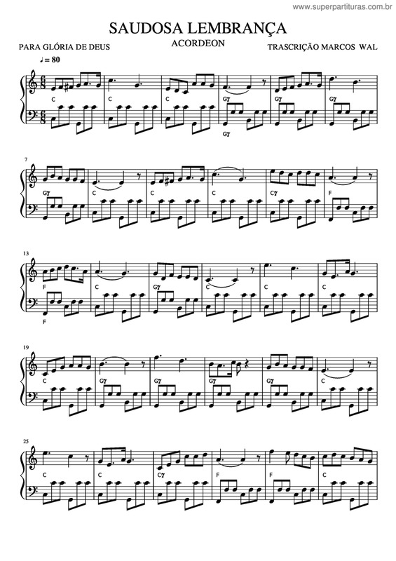 Partitura da música Saudosa Lembrança v.2