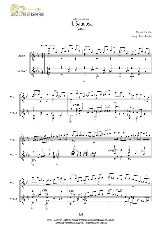 Partitura da música Saudosa v.2