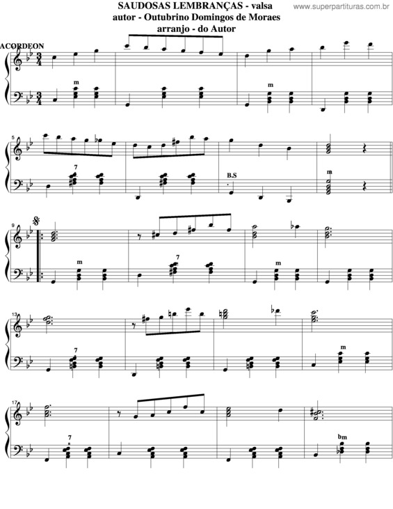 Partitura da música Saudosas Lembranças v.2