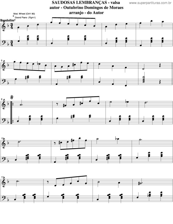 Partitura da música Saudosas Lembranças v.4