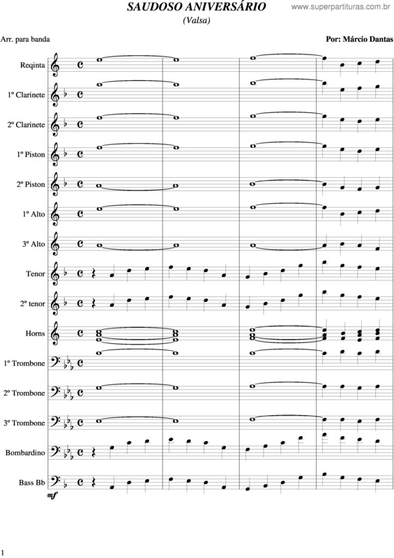 Partitura da música Saudoso Aniversário