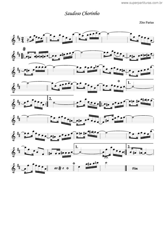 Partitura da música Saudoso Chorinho