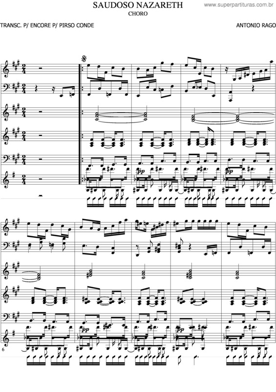 Partitura da música Saudoso Nazareth