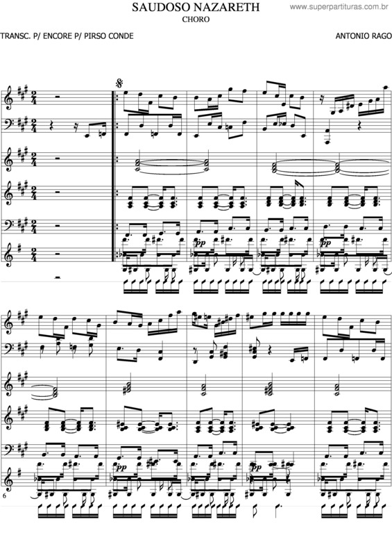 Partitura da música Saudoso Nazareth