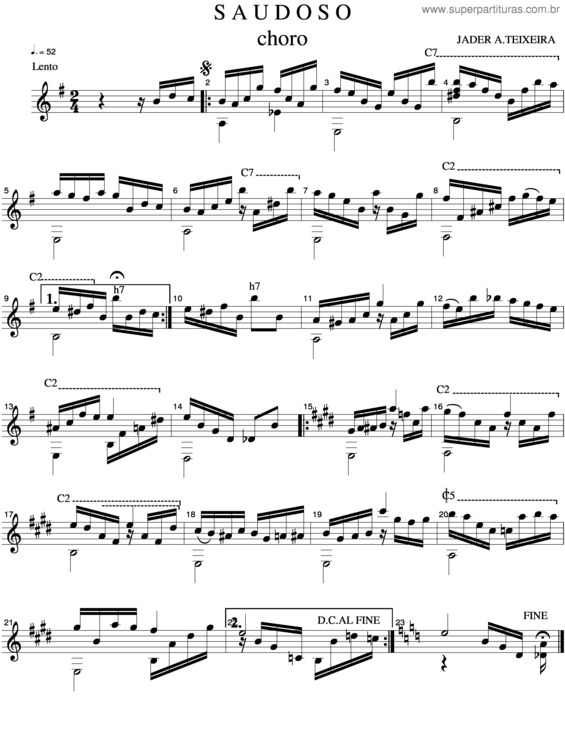 Partitura da música Saudoso v.2