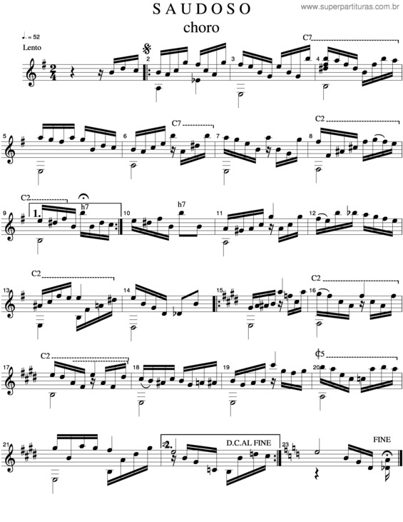 Partitura da música Saudoso