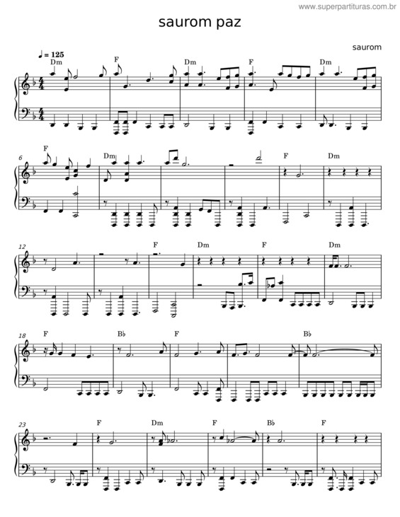 Partitura da música Saurom Paz – Saurom