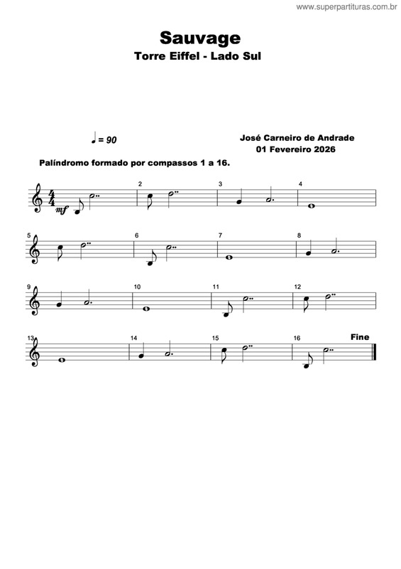 Partitura da música Sauvage