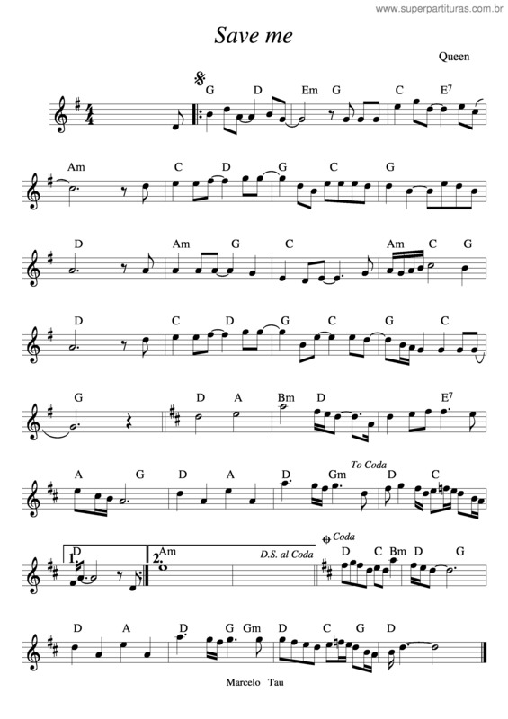 Partitura da música Save Me v.3