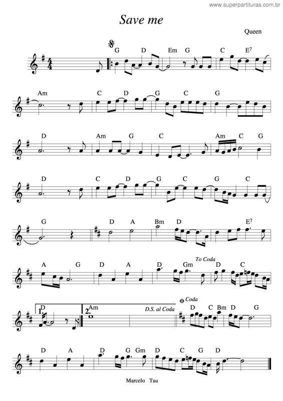 Partitura da música Save Me v.3