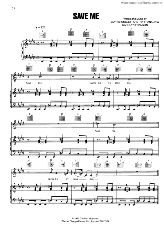 Partitura da música Save Me v.5