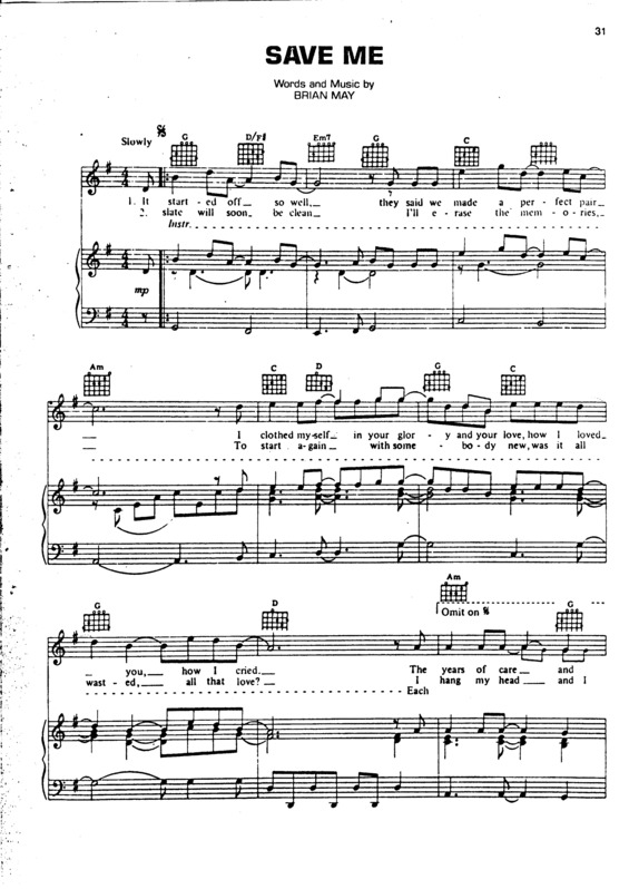 Partitura da música Save Me v.6