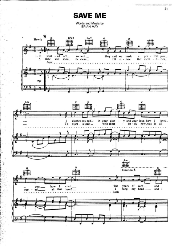 Partitura da música Save Me