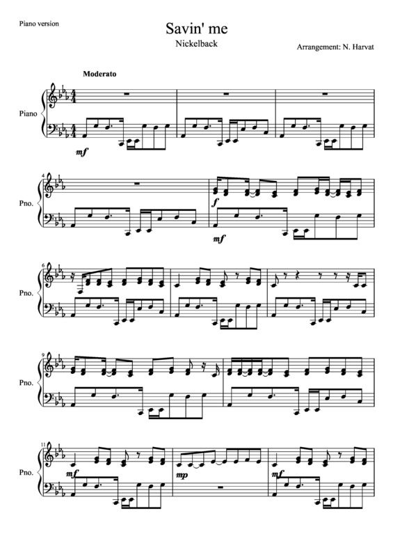 Partitura da música Savin me