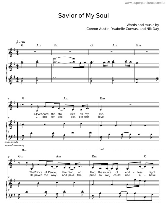 Partitura da música Savior Of My Soul – Connor Austin