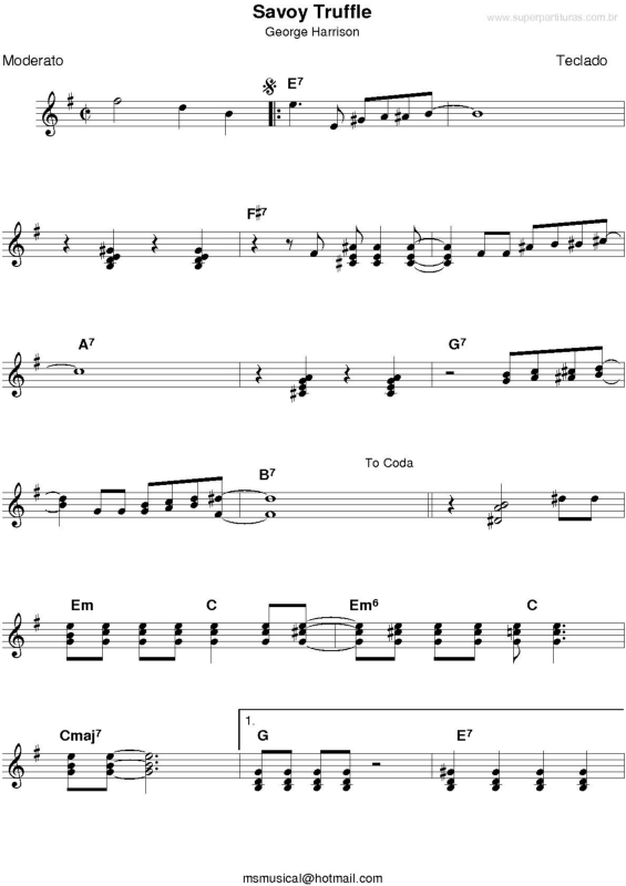 Partitura da música Savoy Truffle v.2