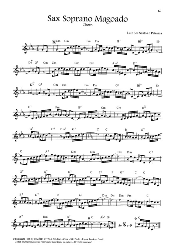 Partitura da música Sax Soprano Magoado v.4
