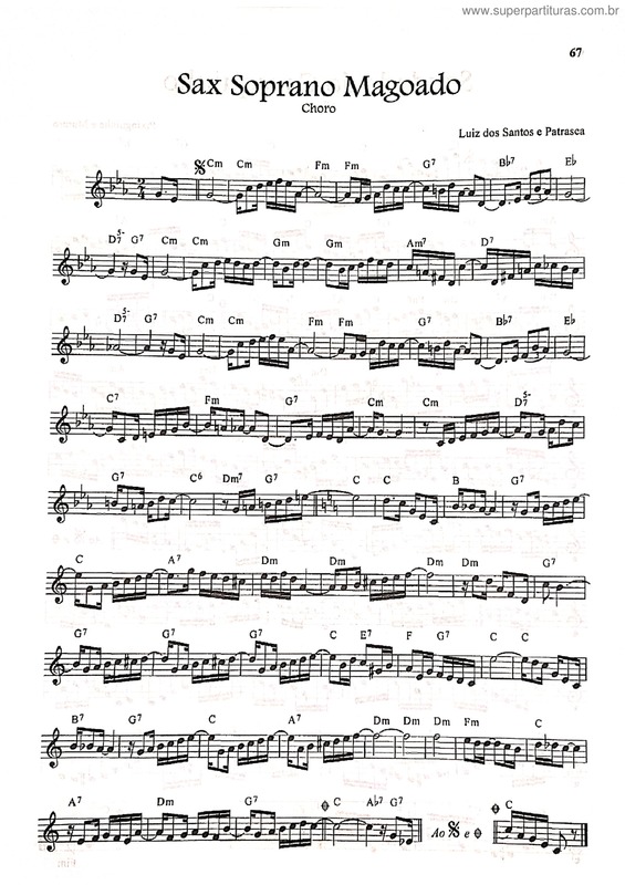 Partitura da música Sax Soprano Magoado v.8
