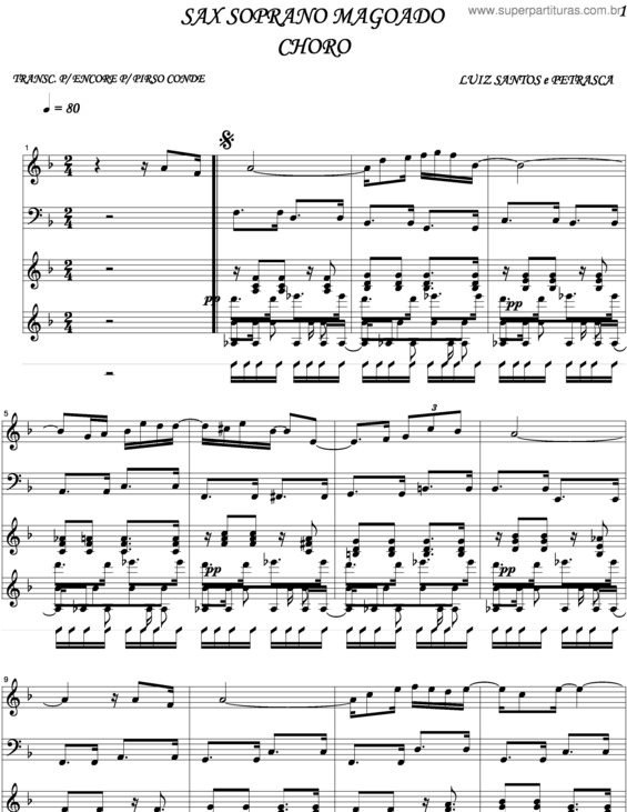 Partitura da música Sax Soprano Magoado