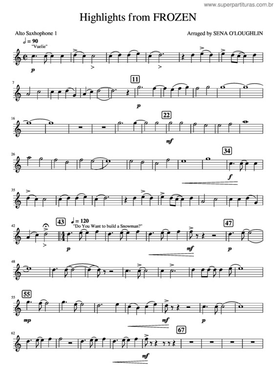 Partitura da música Saxofón Contralto
