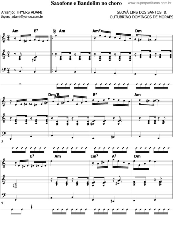 Partitura da música Saxofone, Porque Choras? v.3