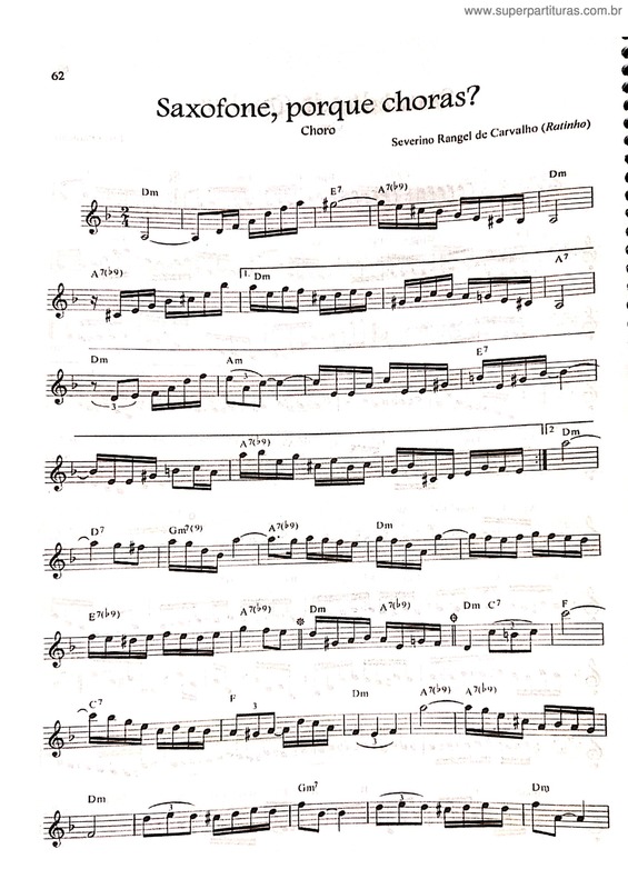 Partitura da música Saxofone, Porque Choras? v.4