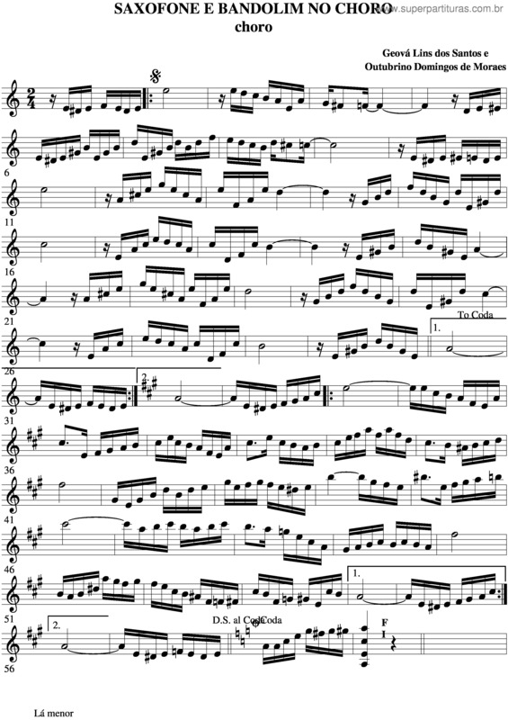 Partitura da música Saxofone E Bandolim No Choro v.3