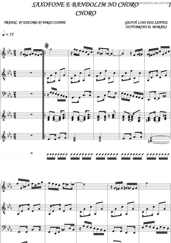 Partitura da música Saxofone E Bandolim No Choro v.5