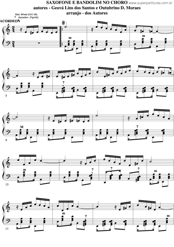 Partitura da música Saxofone E Bandolim No Choro v.6