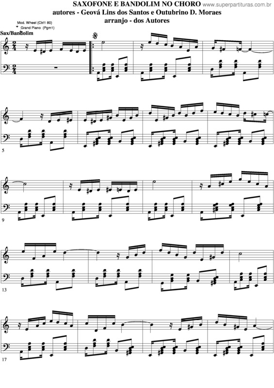 Partitura da música Saxofone E Bandolim No Choro v.7