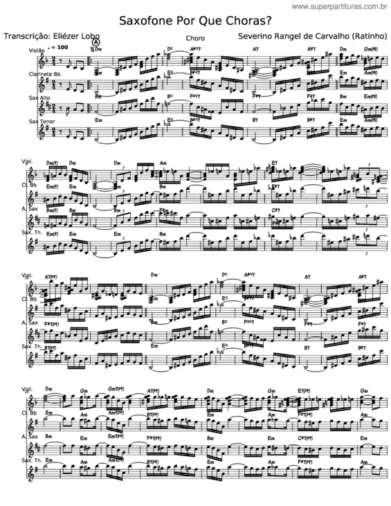 Partitura da música Saxofone Por Que Choras?