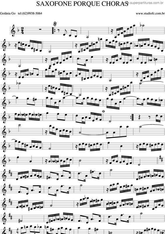 Partitura da música Saxofone Porque Choras? v.2