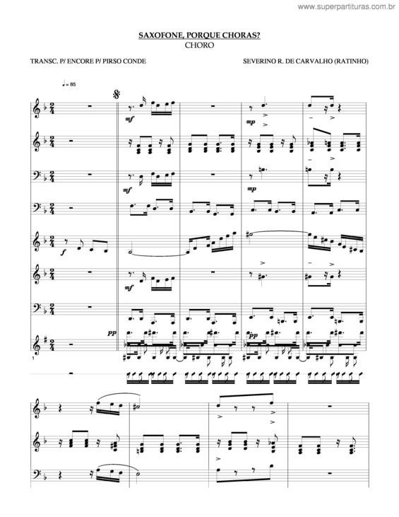 Partitura da música Saxofone Porque Choras? v.3