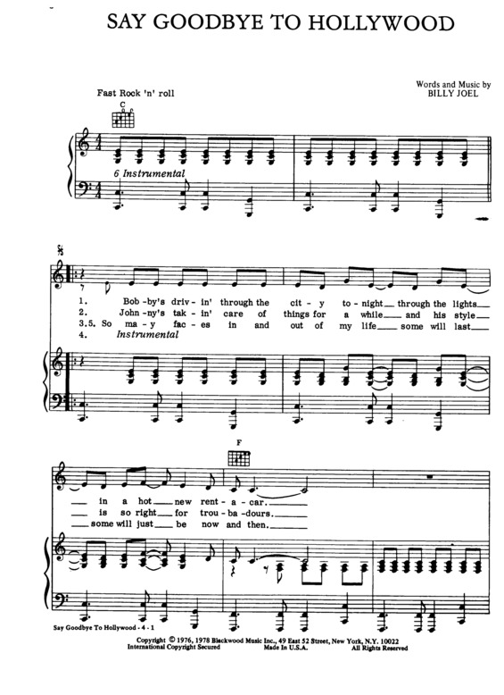 Partitura da música Say Goodbye To Hollywood