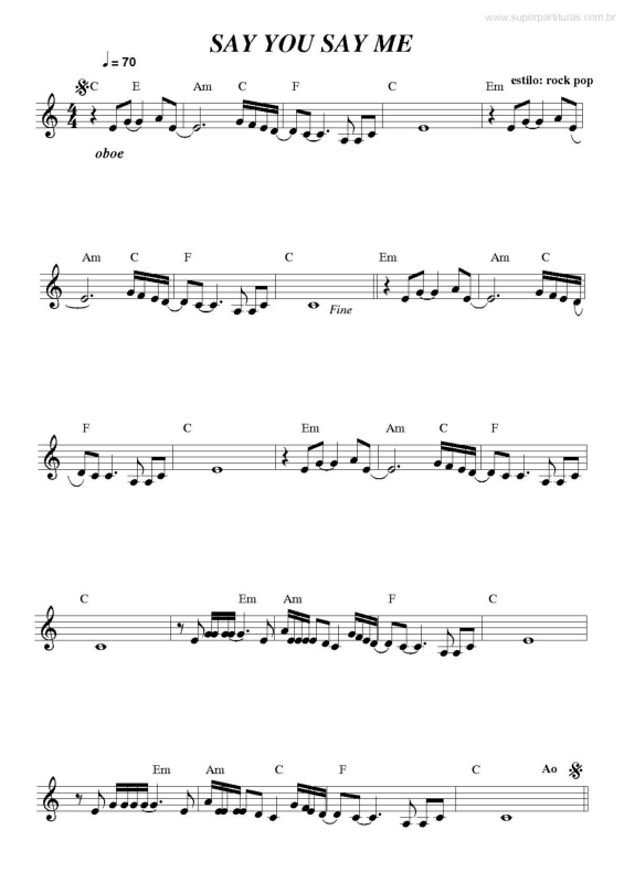 Partitura da música Say You Say Me