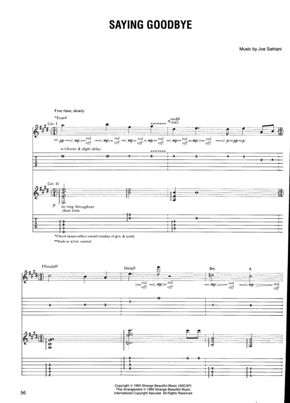 Partitura da música Saying Goodbye