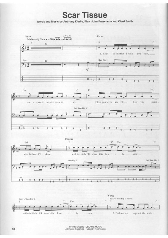 Partitura da música Scar Tissue v.2