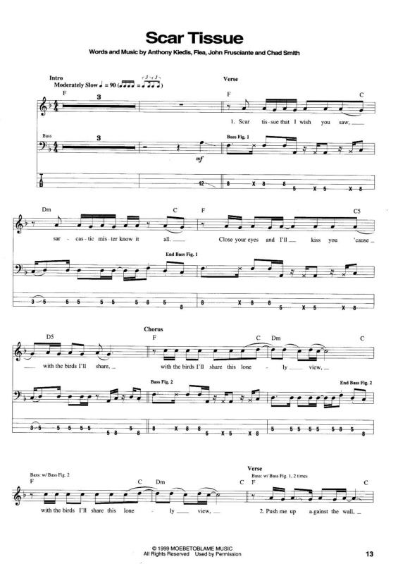 Partitura da música Scar Tissue v.3