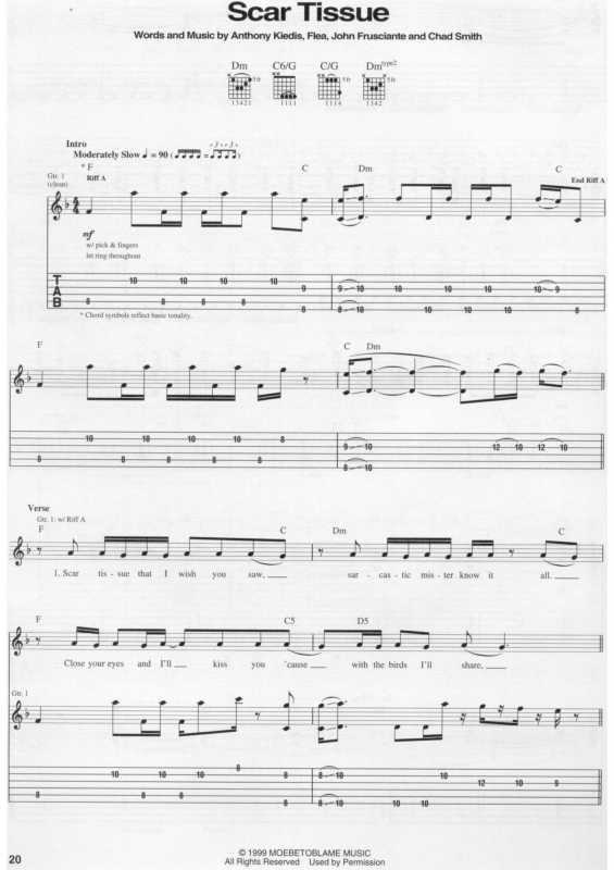 Partitura da música Scar Tissue v.4