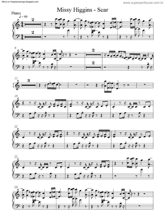 Partitura da música Scar v.2