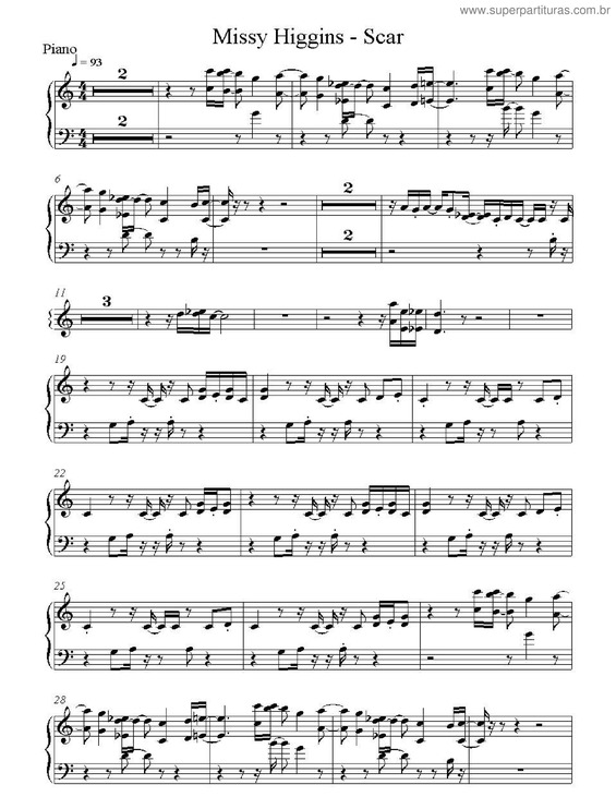 Partitura da música Scar