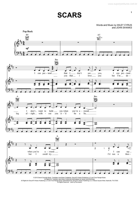 Partitura da música Scars