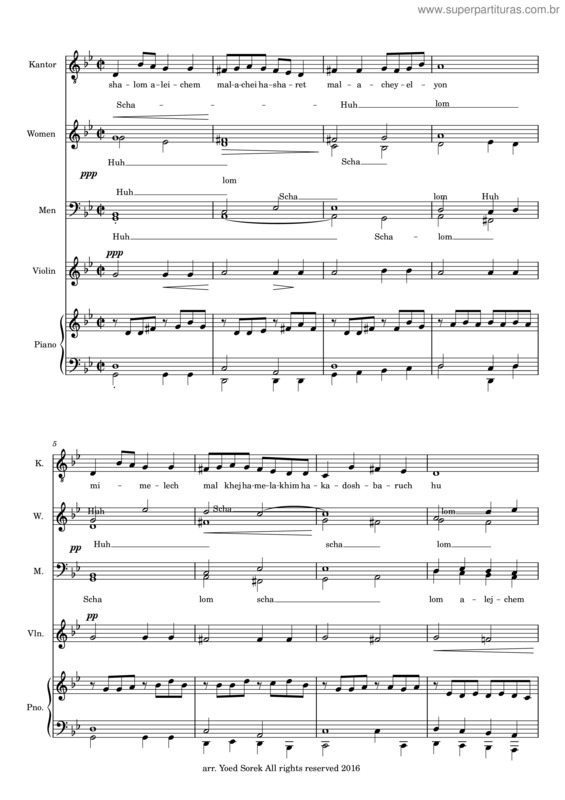 Partitura da música Schalom Shalom Aleichem Alechem Achava 8.10.2023