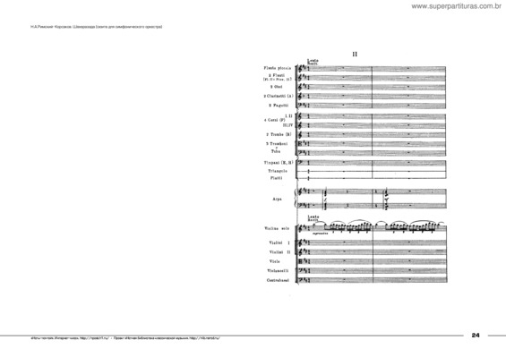 Partitura da música Scheherezade