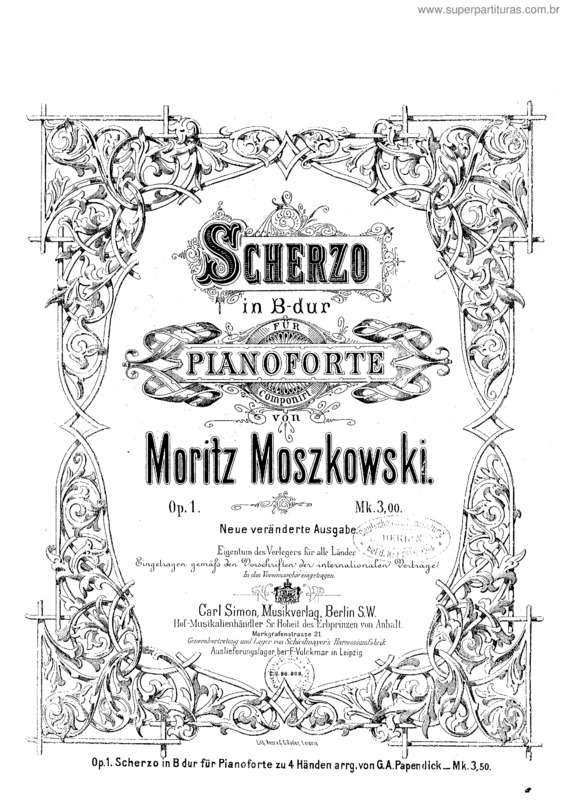 Partitura da música Scherzo für Pianoforte